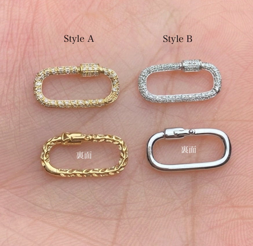 K18YG WG PG ダイヤモンド チャーム クラスプ オーバル 18K ジュエリーパーツ 留め具 留め金具 イエローゴールド ピンクゴールド ロック式