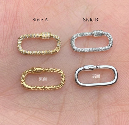 K18YG WG PG ダイヤモンド チャーム クラスプ オーバル 18K ジュエリーパーツ 留め具 留め金具 イエローゴールド ピンクゴールド ロック式