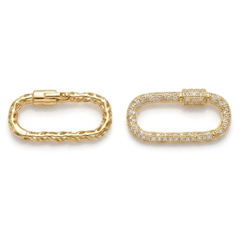 K18YG WG PG ダイヤモンド 大 チャーム クラスプ オーバル 18K ジュエリーパーツ 留め具 留め金具 イエローゴールド ピンクゴールド ロック式