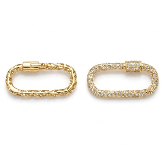 K18YG WG PG ダイヤモンド 大 チャーム クラスプ オーバル 18K ジュエリーパーツ 留め具 留め金具 イエローゴールド ピンクゴールド ロック式