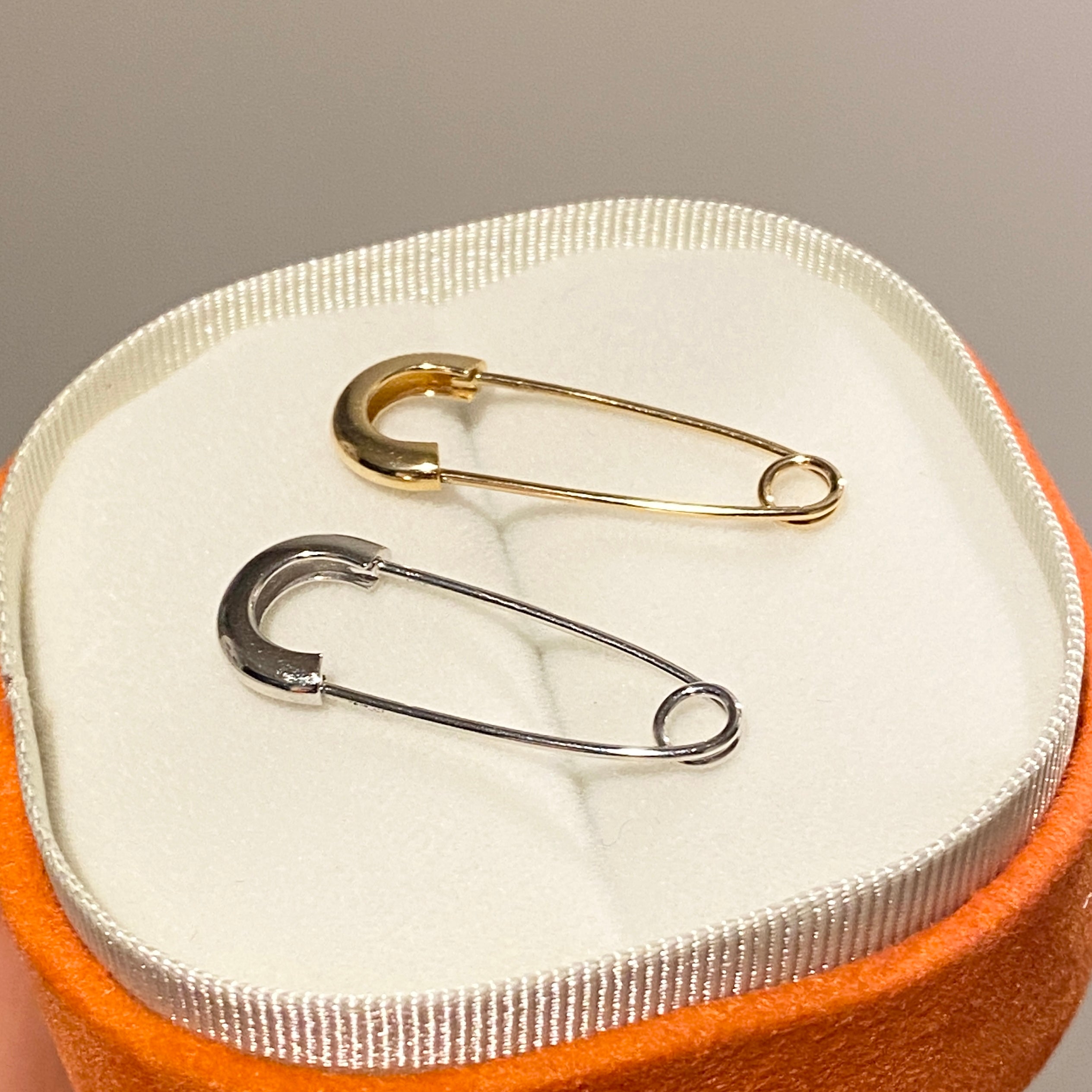 K18YG WG PG 安全ピン ブローチ 30x11mm ピアス ペンダント 2way 3way