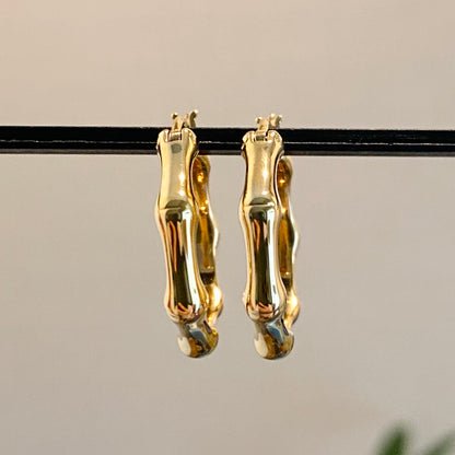 18k bamboo hoop earrings hollow