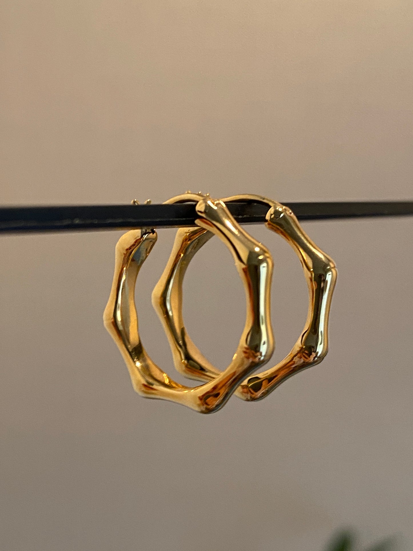 18k bamboo hoop earrings hollow