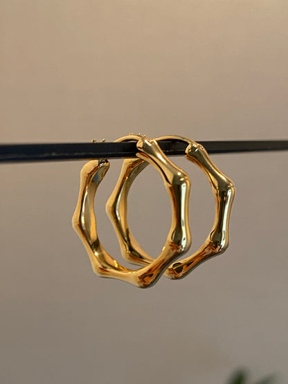 18k bamboo hoop earrings hollow