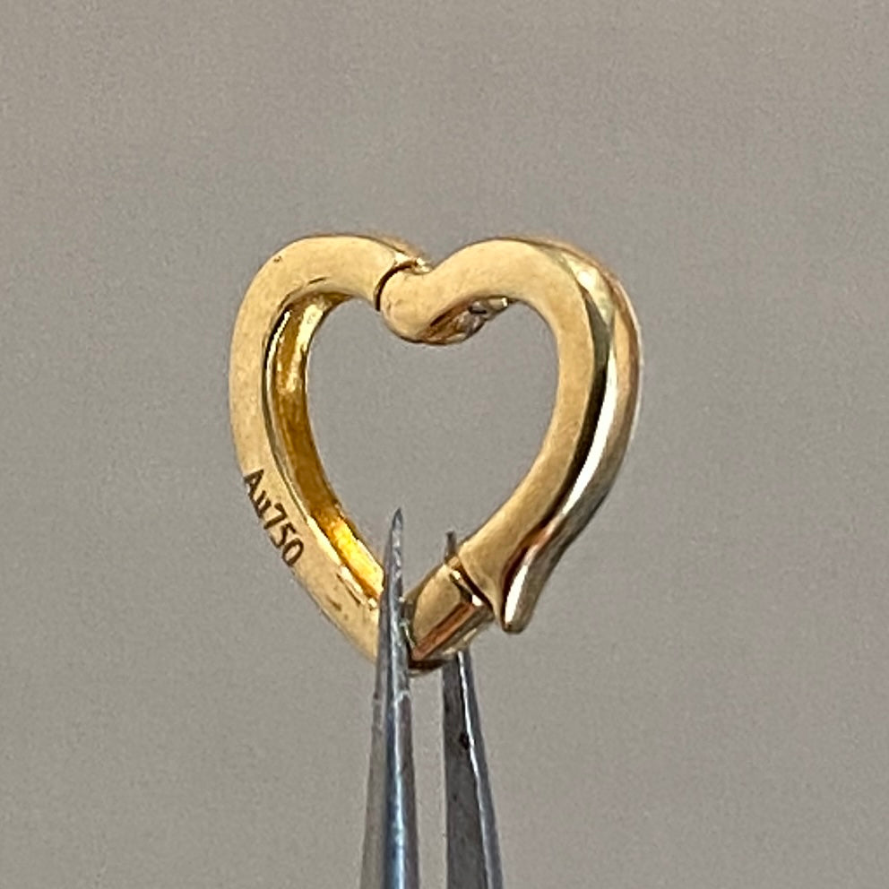 K18YG WG PG ハート チャーム 18金 クラスプ 留め具 チェーンパーツ コマ 18K 開口 繋ぎ イエローゴールド ホワイトゴールド ハート型