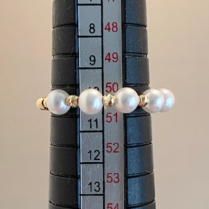 K18YG あこや真珠 指輪 リング ワイヤーリング 18K アコヤ真珠 pearl ring akoya あこや パール 真珠 小粒 5珠 5玉