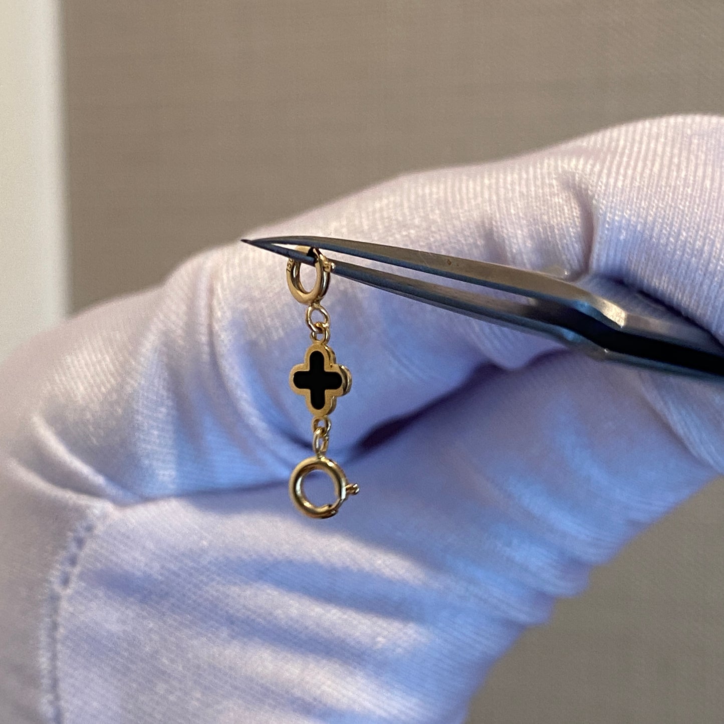 18k gold clover charm double openable 四ツ葉 引き輪 チャーム