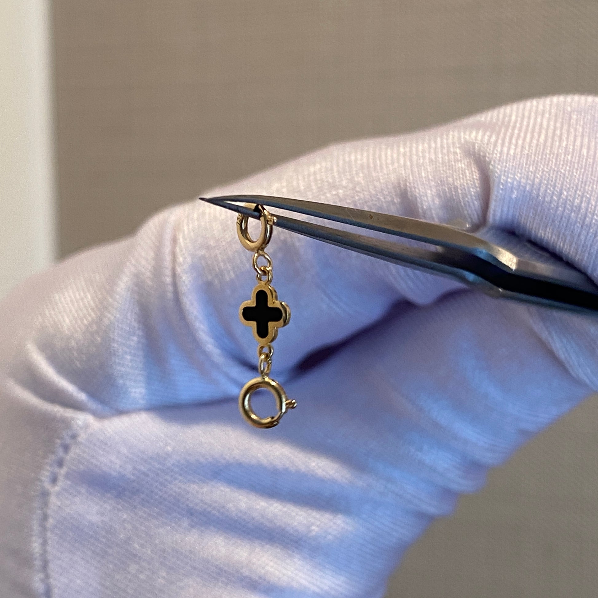 18k gold clover charm double openable 四ツ葉 引き輪 チャーム