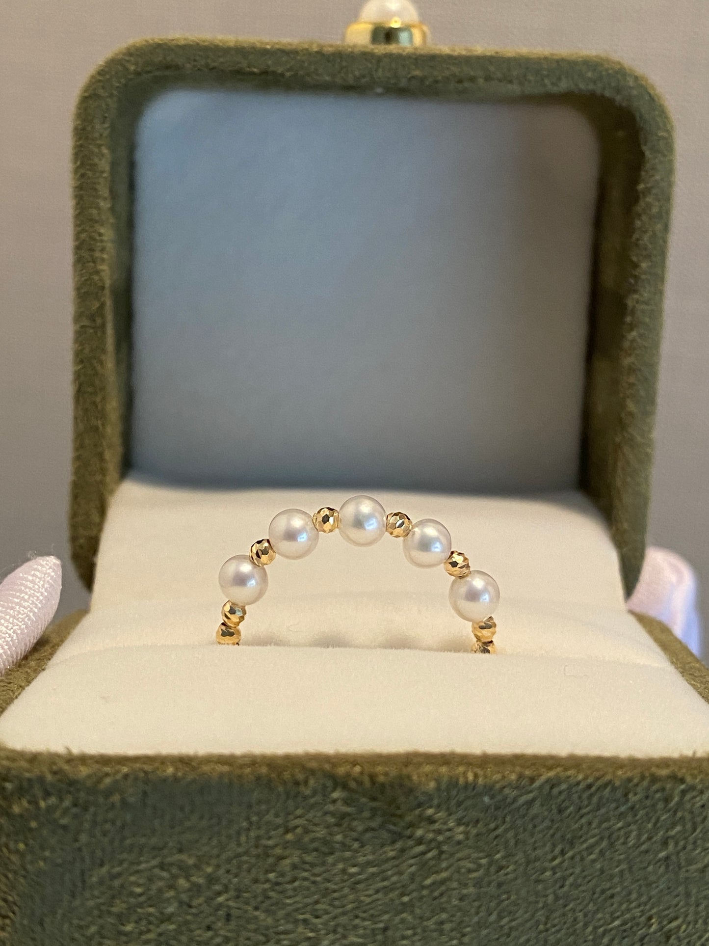 K18YG あこや真珠 指輪 リング ワイヤーリング 18K アコヤ真珠 pearl ring akoya あこや パール 真珠 小粒 5珠 5玉