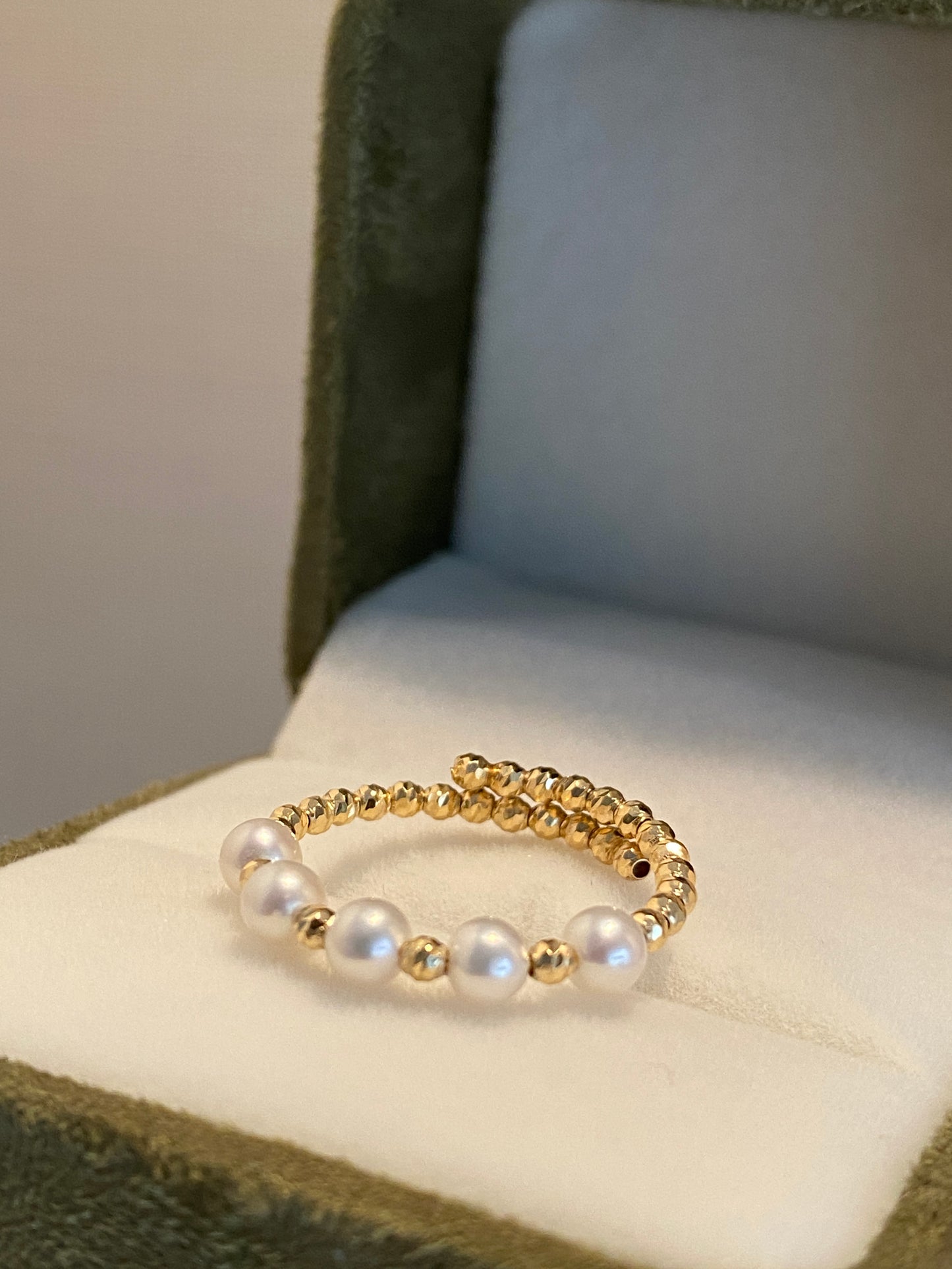 K18YG あこや真珠 指輪 リング ワイヤーリング 18K アコヤ真珠 pearl ring akoya あこや パール 真珠 小粒 5珠 5玉