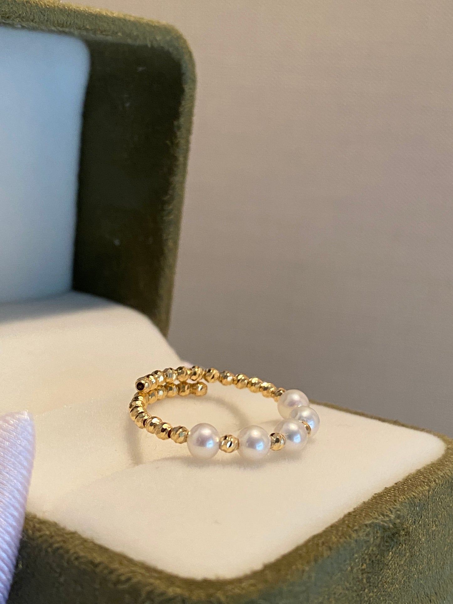 K18YG あこや真珠 指輪 リング ワイヤーリング 18K アコヤ真珠 pearl ring akoya あこや パール 真珠 小粒 5珠 5玉
