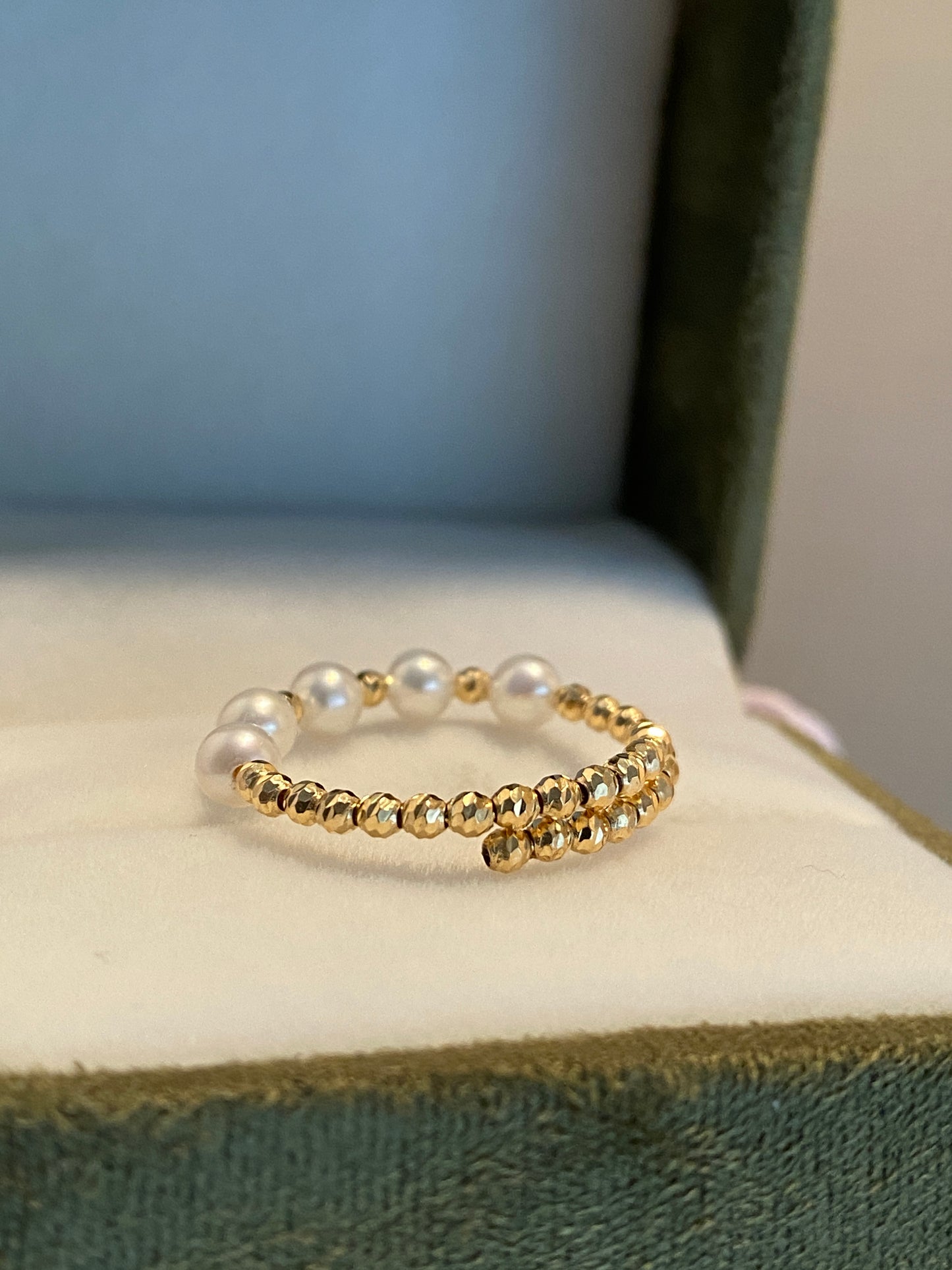 K18YG あこや真珠 指輪 リング ワイヤーリング 18K アコヤ真珠 pearl ring akoya あこや パール 真珠 小粒 5珠 5玉