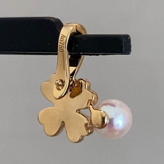 18k あこや真珠 クローバー  チャーム clover zircon pearl charm