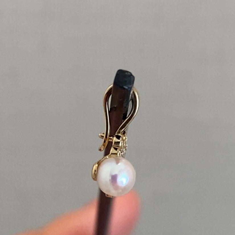 18k あこや真珠 クローバー ペンダント gold clover zircon pearl pendant