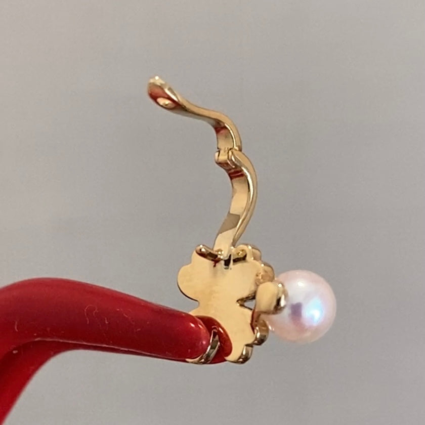18k あこや真珠 クローバー  チャーム clover zircon pearl charm