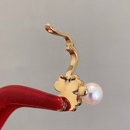 18k あこや真珠 クローバー  チャーム clover zircon pearl charm