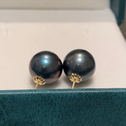 k18 タヒチアンパール ピーコックグリーン ピアス