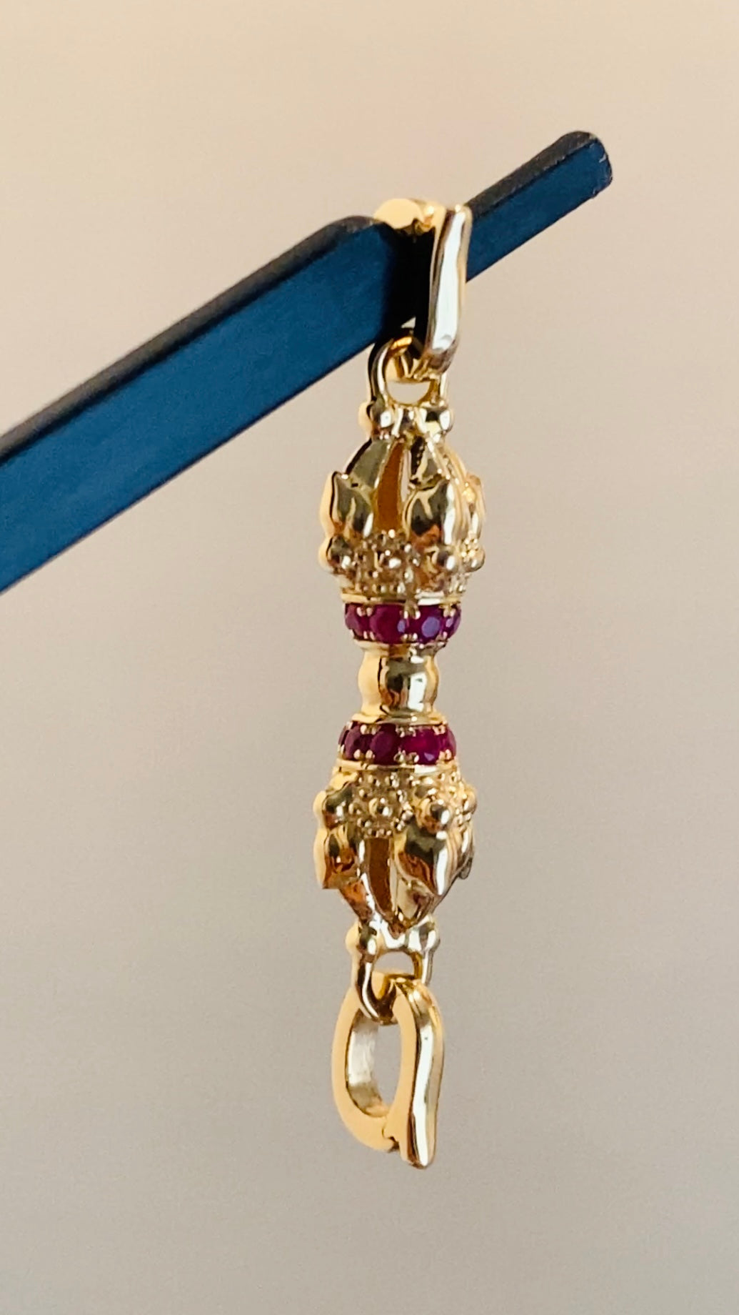 K18YG イエローゴールド クラスプ ジュエリーチャーム 両端開口 ルビー 王冠 パーツ チャーム 18K コマ チェーンパーツ ペンダントトップ