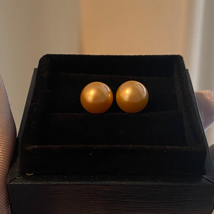 K18YG ゴールデンパール 南洋真珠 18K 18金 YG K18 イエローゴールド ゴールドパール ピアス スタッドピアス 10-11mm ~