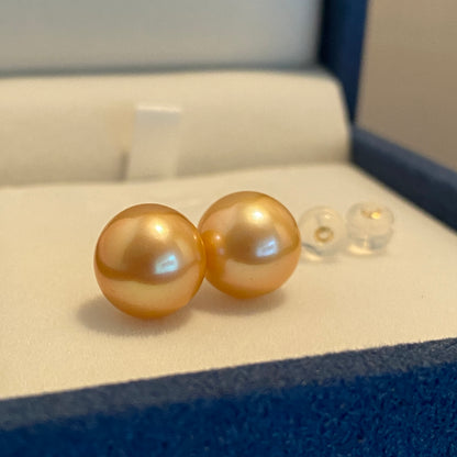 K18YG ゴールデンパール 南洋真珠 18K 18金 YG K18 イエローゴールド ゴールドパール ピアス スタッドピアス 10-11mm ~