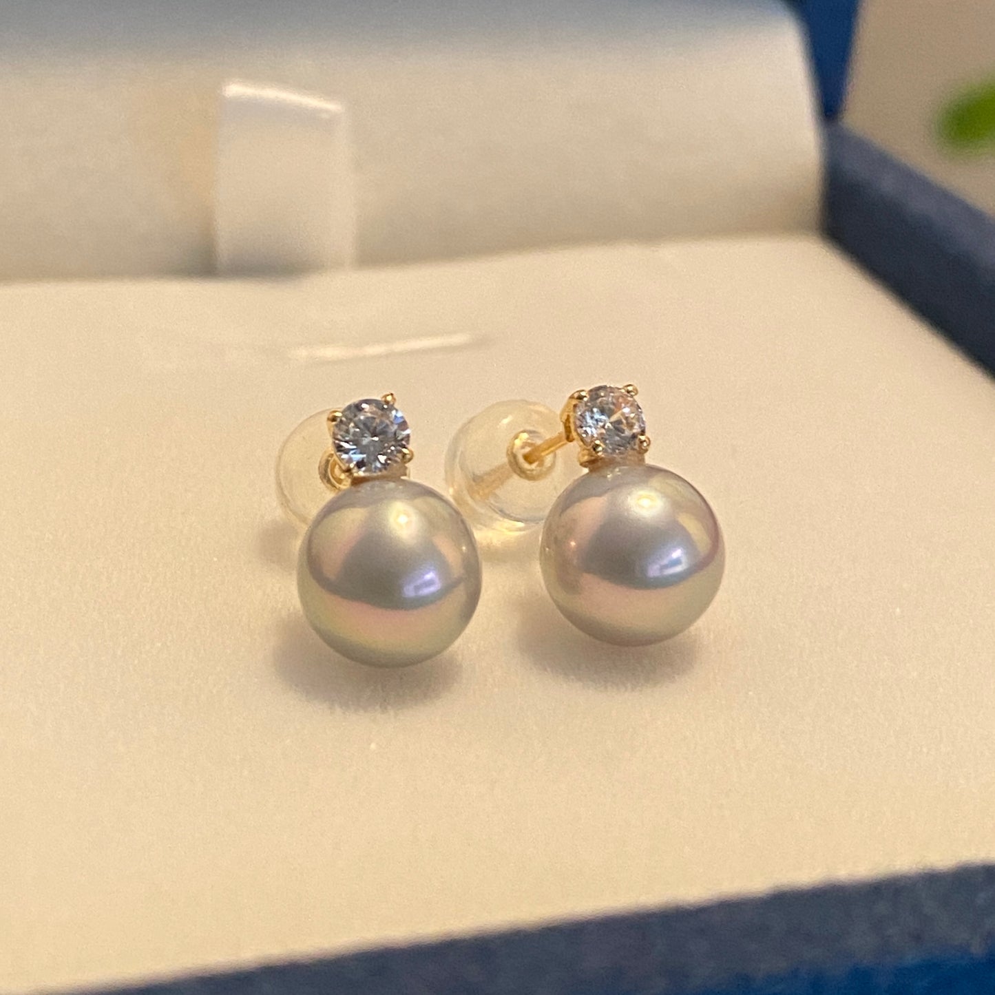 K18YG あこや真珠 灰色あこや ピアス スタッドピアス グレーパール 18K 18金 灰色アコヤ イエローゴールド グレー 灰色 シルバー