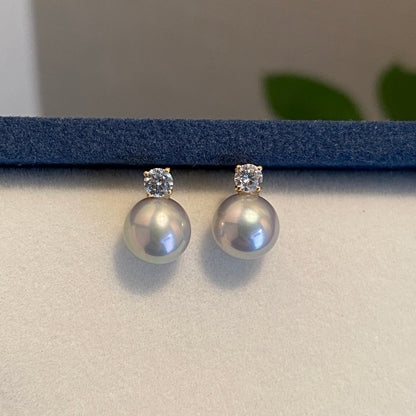 K18YG あこや真珠 灰色あこや ピアス スタッドピアス グレーパール 18K 18金 灰色アコヤ イエローゴールド グレー 灰色 シルバー