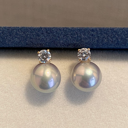 K18YG あこや真珠 灰色あこや ピアス スタッドピアス グレーパール 18K 18金 灰色アコヤ イエローゴールド グレー 灰色 シルバー