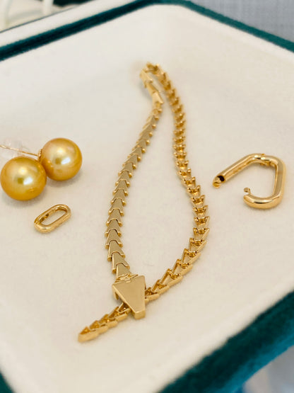 K18YG WG オーバル 開口 クラスプ パーツ チャーム 18K イエローゴールド ホワイトゴールド コマ ネックレスパーツ ブレスレットパーツ 繋ぎ