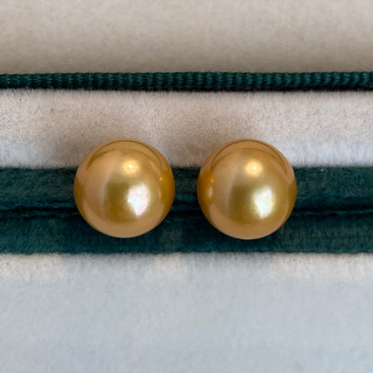 K18YG ゴールデンパール 9-10mm~ 南洋真珠 18K イエローゴールド ゴールドパール ピアス スタッドピアス 一粒