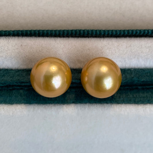 K18YG ゴールデンパール 9-10mm~ 南洋真珠 18K イエローゴールド ゴールドパール ピアス スタッドピアス 一粒