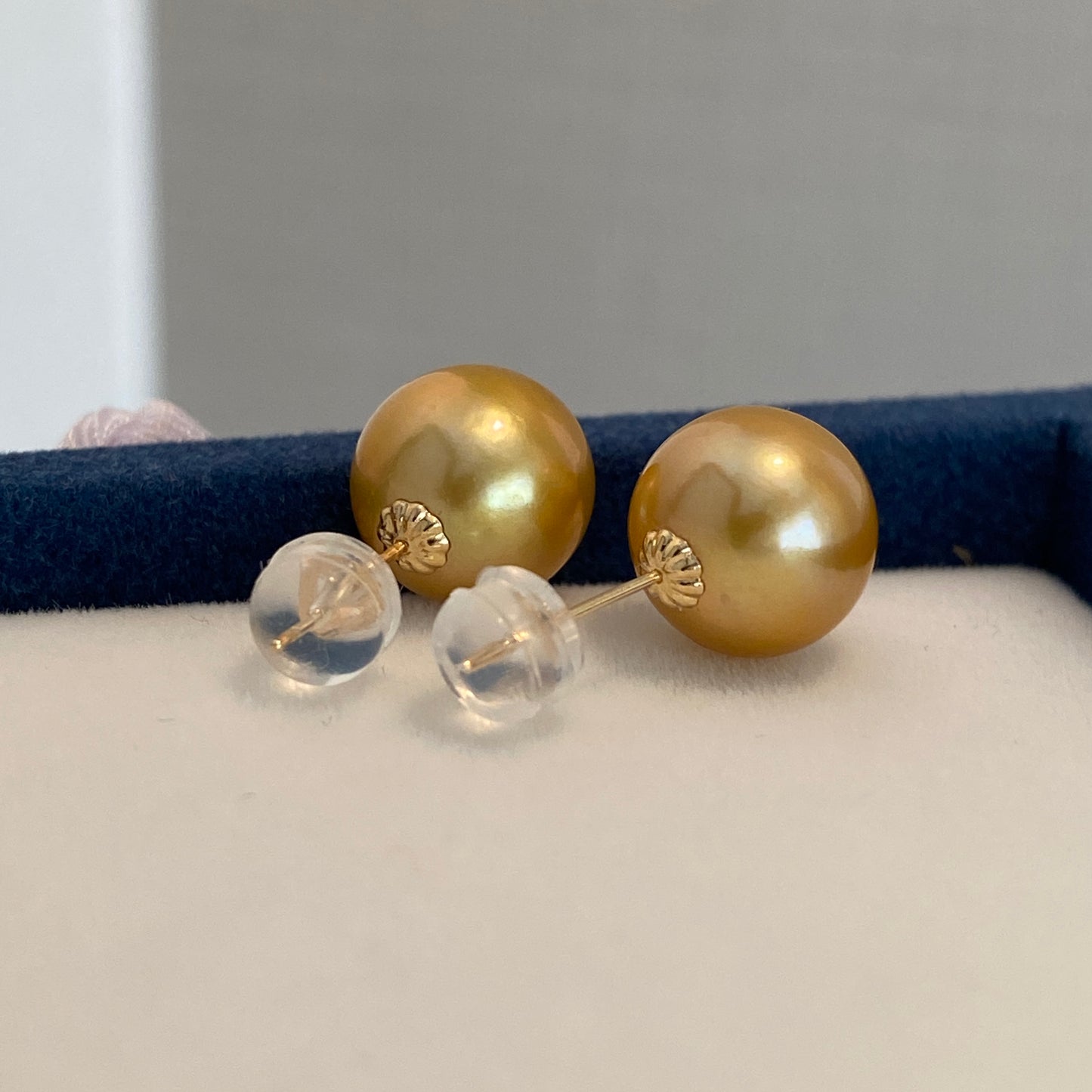 K18YG ゴールデンパール 9-10mm~ 南洋真珠 18K イエローゴールド ゴールドパール ピアス スタッドピアス 一粒
