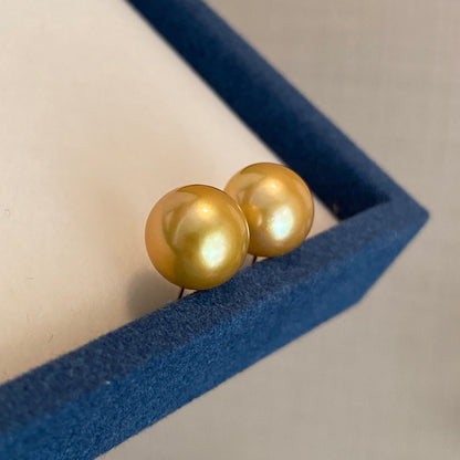 K18YG ゴールデンパール 9-10mm~ 南洋真珠 18K イエローゴールド ゴールドパール ピアス スタッドピアス 一粒