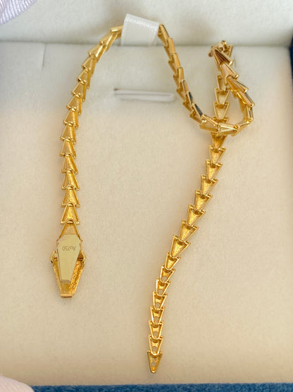 K18YG イエローゴールド 18K ブレスレット イタリアンジュエリー 蛇 スネーク 龍 竜 辰 蛇の皮 スネークスキン クリップブレス