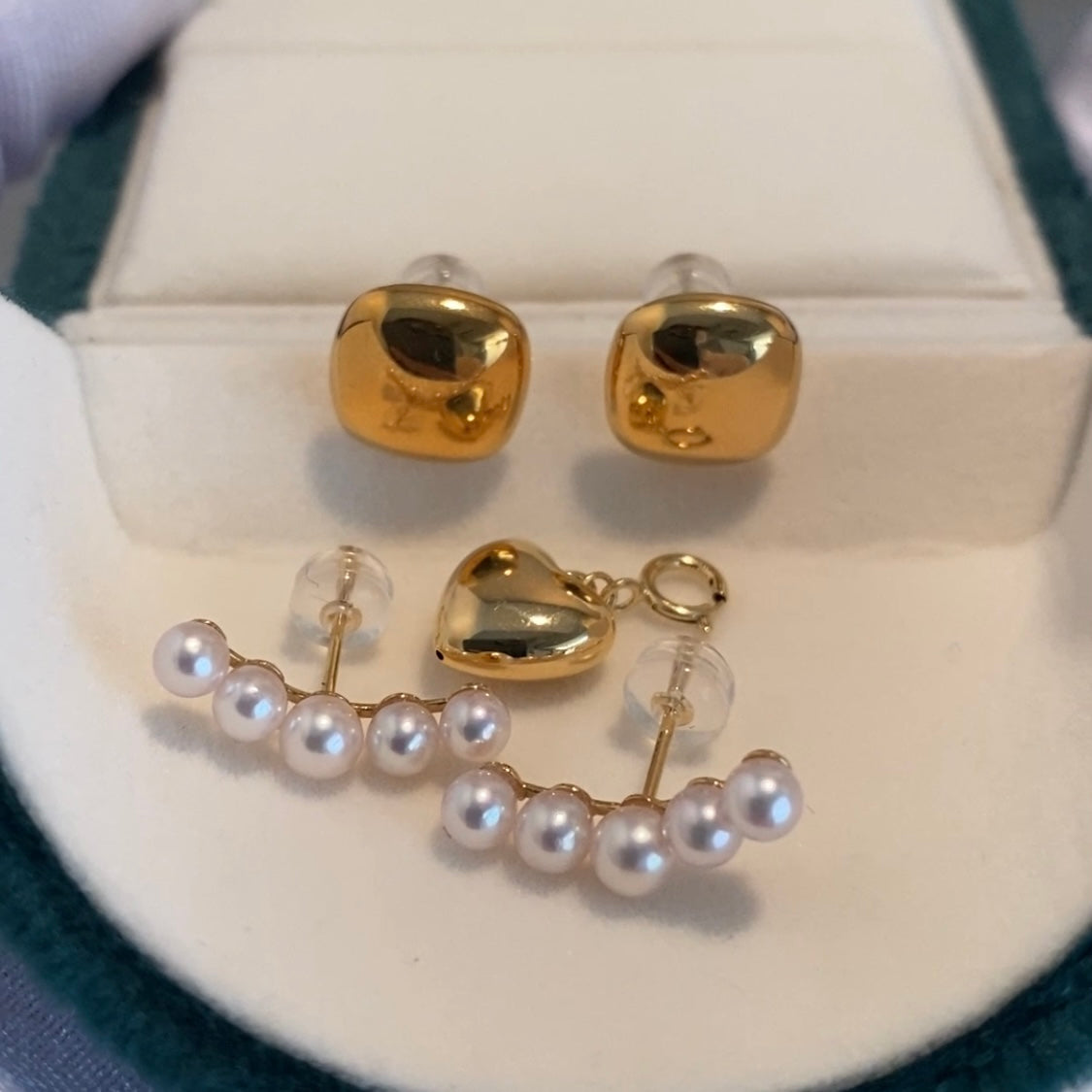 K18YG イエローゴールド あこや真珠 5珠 アコヤ 5玉 パール 18K akoya pearl スタッドピアス スマイル 小粒