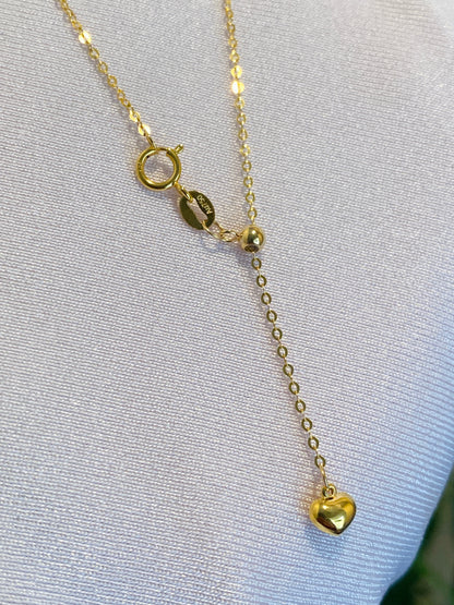 K18YG WG PG チェーンブレスレット ハートチャーム あずきチェーン 18k イエローゴールド ホワイトゴールド ピンクゴールド スライド式アジャスターチェーン