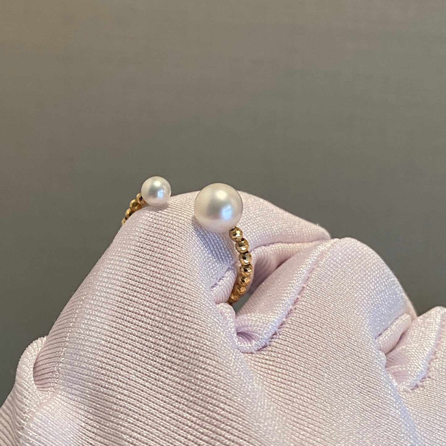 K18YG あこや真珠 指輪 リング ワイヤーリング 18K アコヤ真珠 ツインパール 双子 パール フォークリング オープンリング