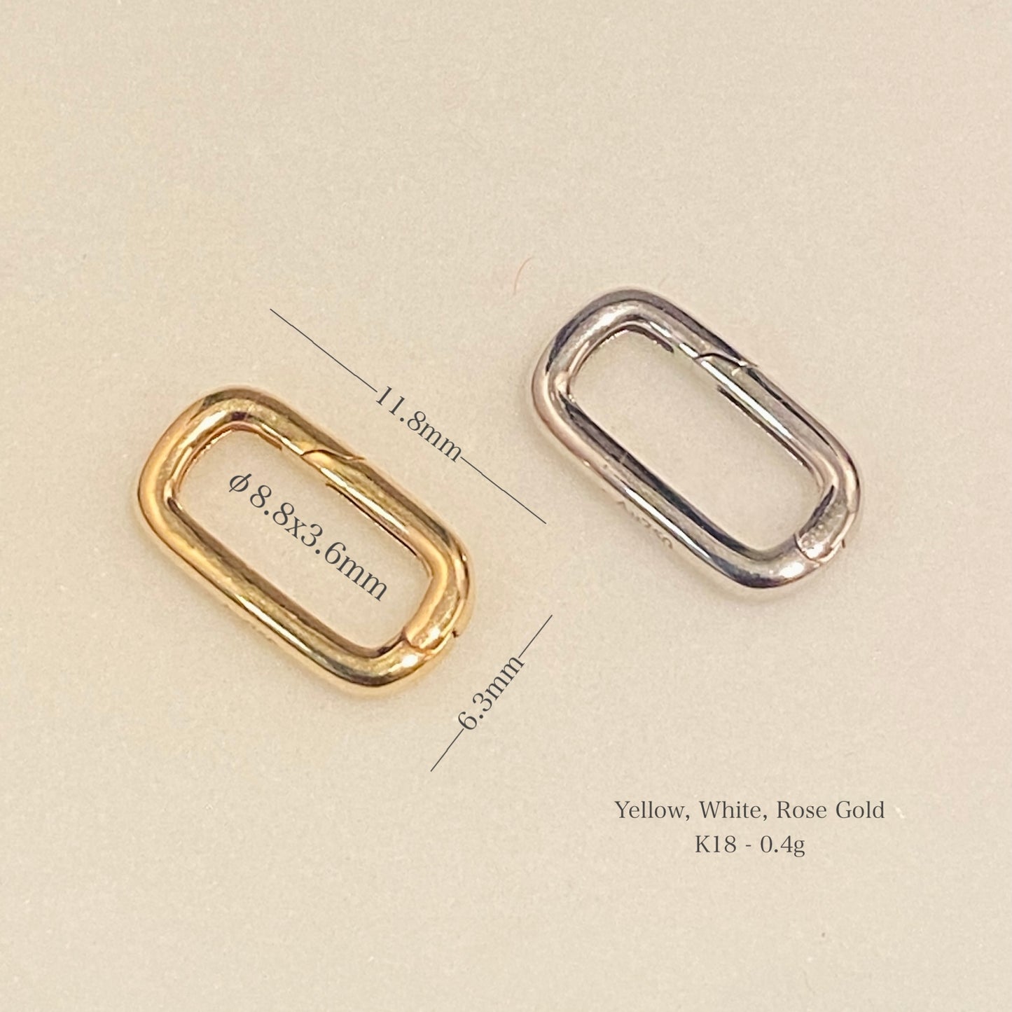 K18YG WG PG オーバル パーツ【S】クラスプ チャーム イエローゴールド ホワイトゴールド 開口 チェーンパーツ アジャスター コマ バチカン 18K 18金