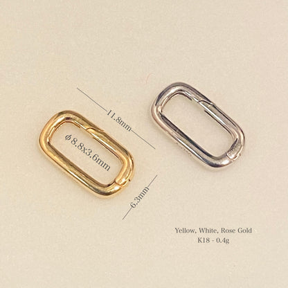 K18YG WG PG クラスプ オーバル チェーンパーツ スナップ開口 18K パーツ バチカン チャーム繋ぎ 18金