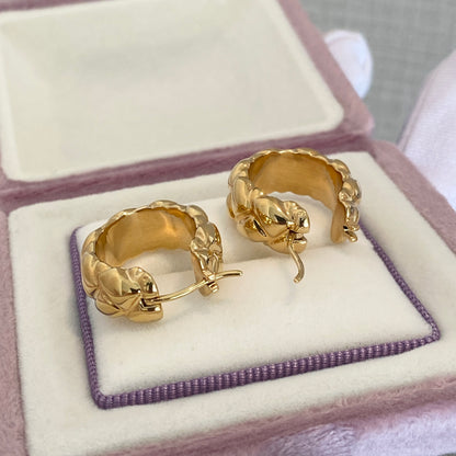 K18YG リングピアス フープピアス 中空 イエローゴールド X 模様 18k キルティング イタリアンジュエリー