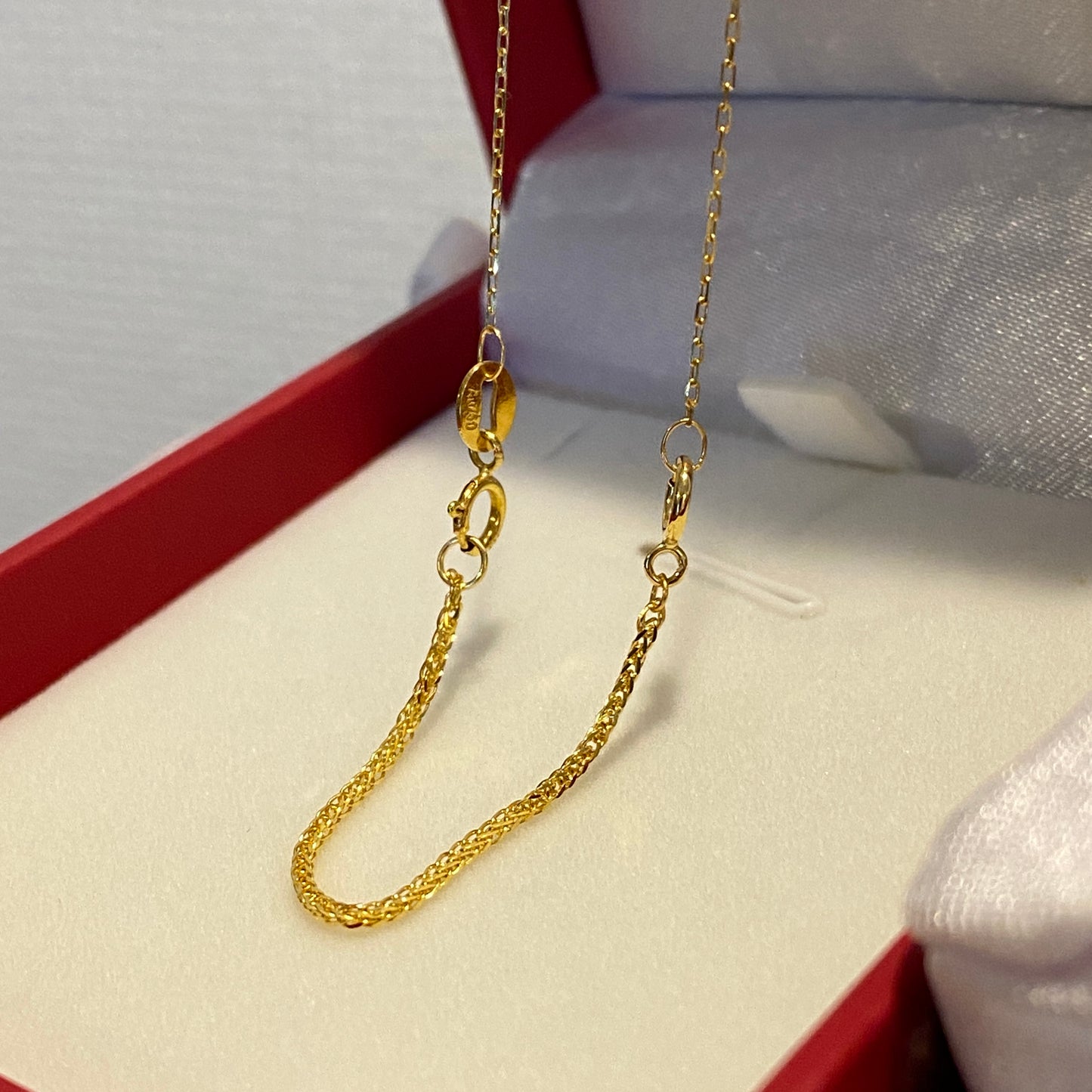 K18YG WG PG チェーンパーツ  1.2mm 引き輪 ヒキワ 貴金属パーツ 18K アジャスター 延長チェーン ミニロープチェーン