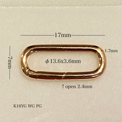 K18YG WG PG クラスプ オーバル チェーンパーツ スナップ開口 18K パーツ バチカン チャーム繋ぎ 18金