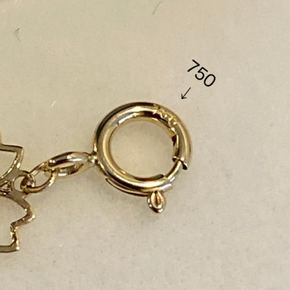 K18YG 引き輪 ヒキワ ひきわ 花 桜 梅 チェーンパーツ ネックレスパーツ YG 18K チャーム 両開口 コマ 花モチーフ 1.8cm / 3.8cm / 5.8cm 延伸 延ばす