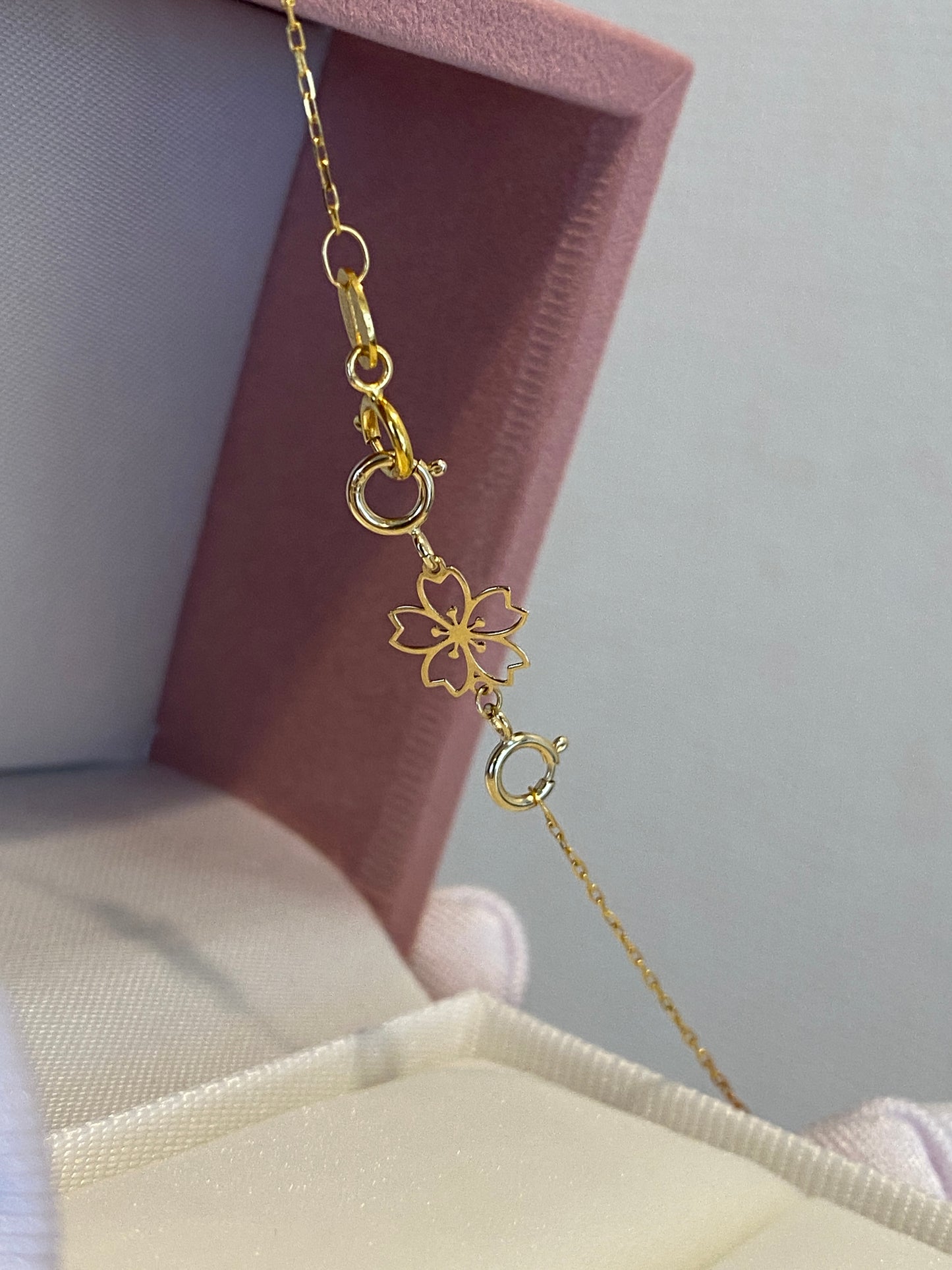 K18YG 引き輪 ヒキワ ひきわ 花 桜 梅 チェーンパーツ ネックレスパーツ YG 18K チャーム 両開口 コマ 花モチーフ 1.8cm / 3.8cm / 5.8cm 延伸 延ばす