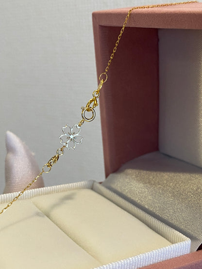 K18YG 引き輪 ヒキワ ひきわ 花 桜 梅 チェーンパーツ ネックレスパーツ YG 18K チャーム 両開口 コマ 花モチーフ 1.8cm / 3.8cm / 5.8cm 延伸 延ばす