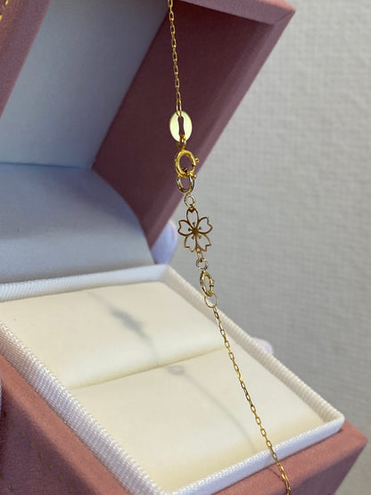 K18YG 引き輪 ヒキワ ひきわ 花 桜 梅 チェーンパーツ ネックレスパーツ YG 18K チャーム 両開口 コマ 花モチーフ 1.8cm / 3.8cm / 5.8cm 延伸 延ばす