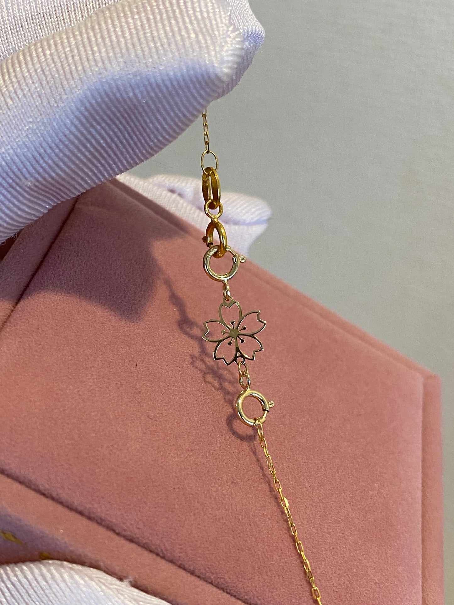 K18YG 引き輪 ヒキワ ひきわ 花 桜 梅 チェーンパーツ ネックレスパーツ YG 18K チャーム 両開口 コマ 花モチーフ 1.8cm / 3.8cm / 5.8cm 延伸 延ばす