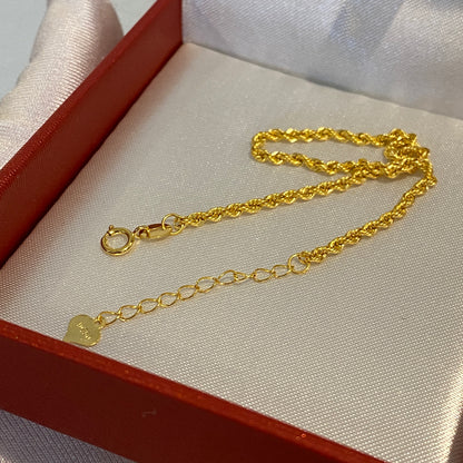 K18YG ロープチェーン 1.7mm ブレスレット イエローゴールド 18K ツイスト ブレス