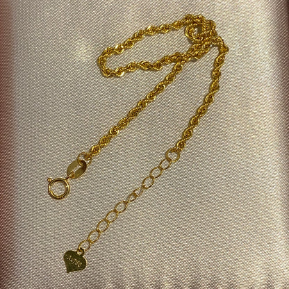 K18YG ロープチェーン 1.7mm ブレスレット イエローゴールド 18K ツイスト ブレス