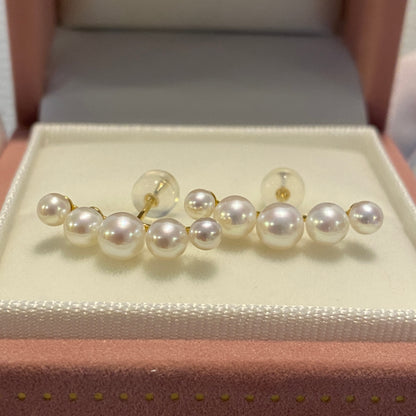 K18YG あこや真珠 スマイル スタッドピアス 18K akoya pearl earrings アコヤ パール グラデーション