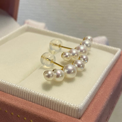 K18YG あこや真珠 スマイル スタッドピアス 18K akoya pearl earrings アコヤ パール グラデーション